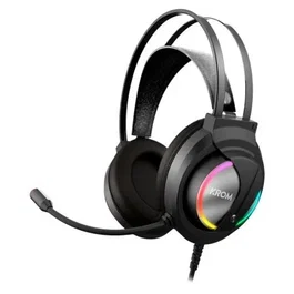 Krom Kappa Auriculares Gaming con Micrófono Flexible, Sonido 50mm, Iluminación RGB LED, Conexión USB y Jack 3.5mm