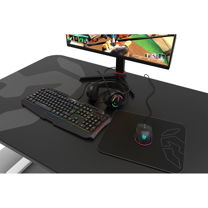 Krom Auriculares Gaming con Micrófono Kappa NXKROMKAPPA Jack 3.5 USB 2.0 Negros RGB LED