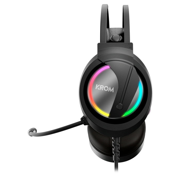 Krom Auriculares Gaming con Micrófono Kappa NXKROMKAPPA Jack 3.5 USB 2.0 Negros RGB LED