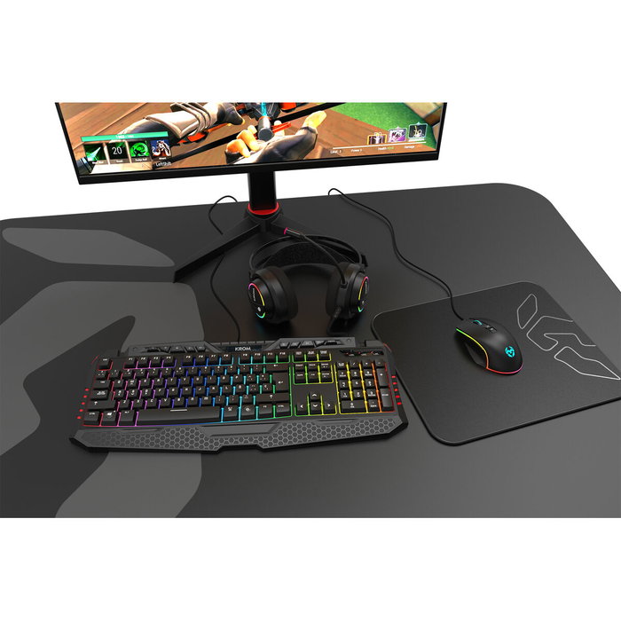 Krom Auriculares Gaming con Micrófono Kappa NXKROMKAPPA Jack 3.5 USB 2.0 Negros RGB LED