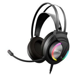 Krom Auriculares Gaming con Micrófono Kappa NXKROMKAPPA Jack 3.5 USB 2.0 Negros RGB LED