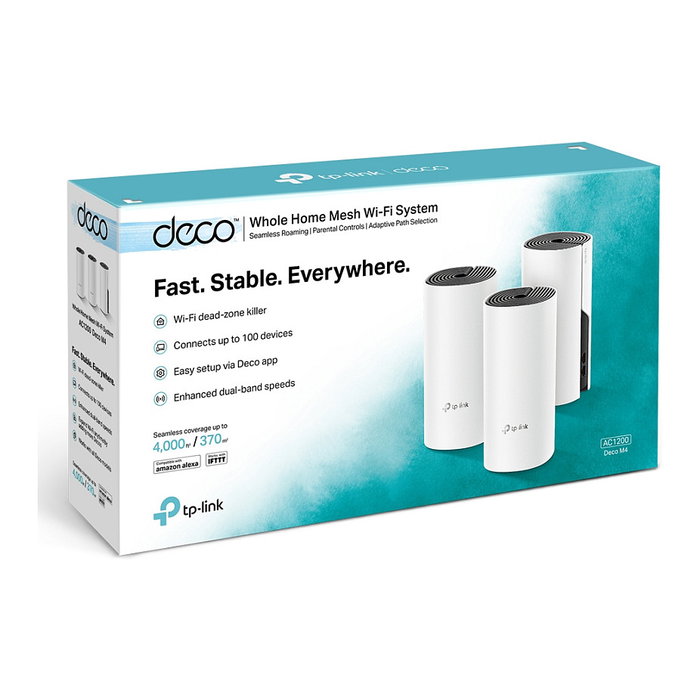 TP-Link Deco M4 (3 unidades) Sistema de Malla WiFi para Toda la Casa AC1200 Doble Banda WiFi 5 (802.11ac) Blanco