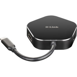 D-Link Hub USB-C M420 | Concentrador USB 3.0 con 2 Puertos, HDMI 4K, Puerto USB-C (60W), Puerto Gigabit LAN, Compatible con Mac, Windows, Lector de Tarjetas SD