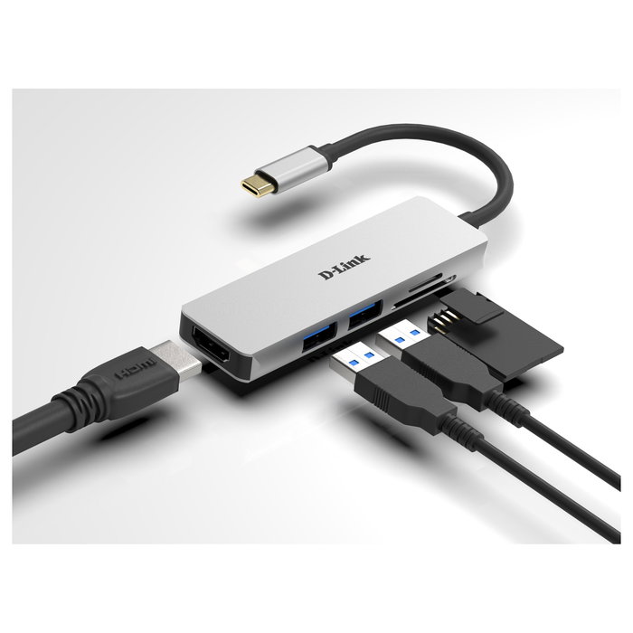 D-Link DUB-M530 Docking Station USB-C 5 en 1 con HDMI 4K y Lector de Tarjetas