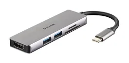 D-Link DUB-M530 Base para Portátil y Replicador de Puertos USB 3.2 Type-C Aluminio con Lector de Tarjetas SD y 4K