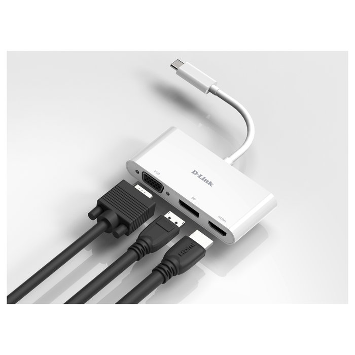 D-Link DUB-V310 Adaptador USB-C a HDMI/VGA/DP Blanco
