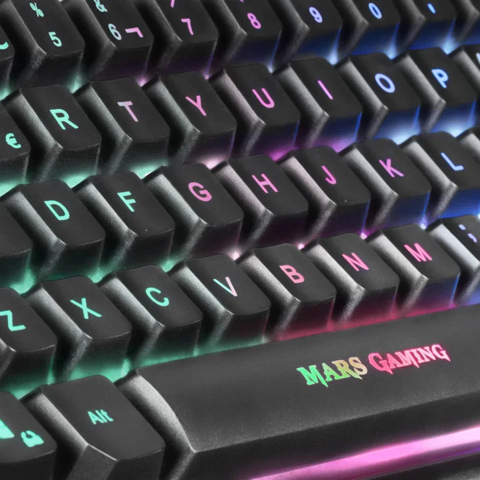 Mars Gaming MCPTKLES Combo Gaming Teclado + Ratón Óptico USB, Teclado TKL Compacto Español con Iluminación RGB, Ratón Ligero 3200 DPI