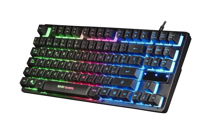 Mars Gaming MCPTKLES Combo Gaming Teclado + Ratón Óptico USB, Teclado TKL Compacto Español con Iluminación RGB, Ratón Ligero 3200 DPI