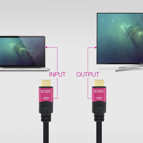 Nanocable Cable HDMI 2.0 4K de 25m, Negro/Rosa Nanocable Cable HDMI 2.0 4K de 25m, Negro/Rosa