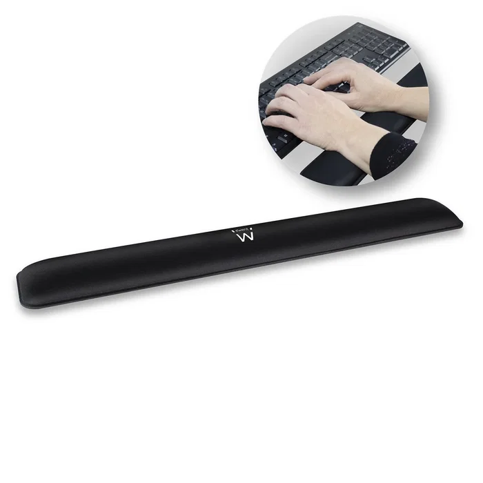 Ewent EW3180 Almohadilla Ergonómica para Muñecas - Antideslizante, Extraancha, para Teclado Completo - Negro