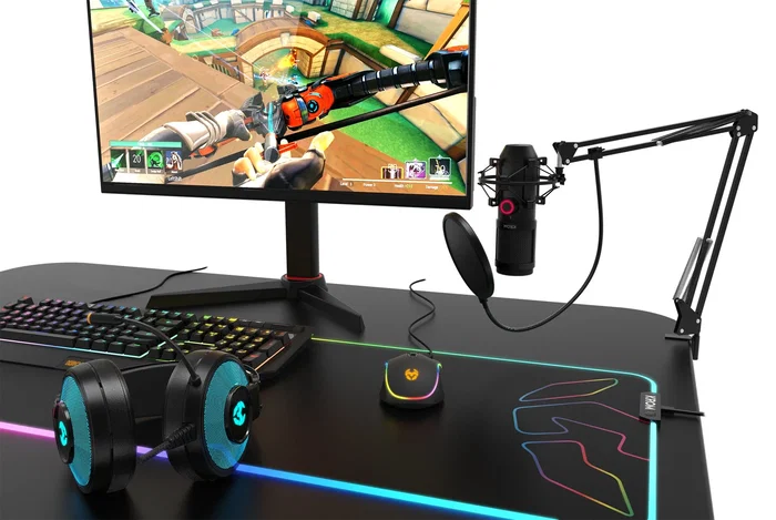 Krom Kapsule Kit Micrófono de Condensador USB Negro para Streaming, Podcast y Gaming - Micrófono para PC con Filtro Pop, Soporte y Montura Antishock