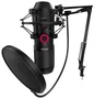 Krom Kapsule Kit Micrófono de Condensador USB Negro para Streaming, Podcast y Gaming - Micrófono para PC con Filtro Pop, Soporte y Montura Antishock