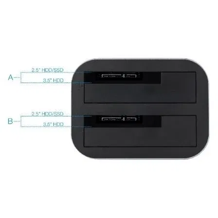 TooQ Docking Station TQDS-805G para Discos Duros HDD/SSD SATA de 2.5 y 3.5 Pulgadas con USB 3.0 y Función de Clonación