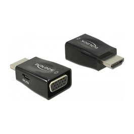 DELOCK 65902 Adaptador HDMI-A Macho a VGA Hembra Negro, Resolución 1920x1200 Pixeles