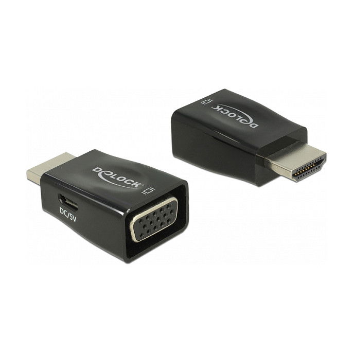 DELOCK 65902 Adaptador HDMI-A Macho a VGA Hembra Negro, Resolución 1920x1200 Pixeles DELOCK 65902 Adaptador HDMI-A Macho a VGA Hembra Negro, Resolución 1920x1200 Pixeles