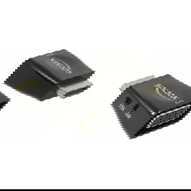 Delock 65901 Adaptador HDMI Macho a VGA Hembra con Audio 3.5 mm, Convertidor a Full HD 1920x1200, Negro Delock 65901 Adaptador HDMI Macho a VGA Hembra con Audio 3.5 mm, Convertidor a Full HD 1920x1200, Negro
