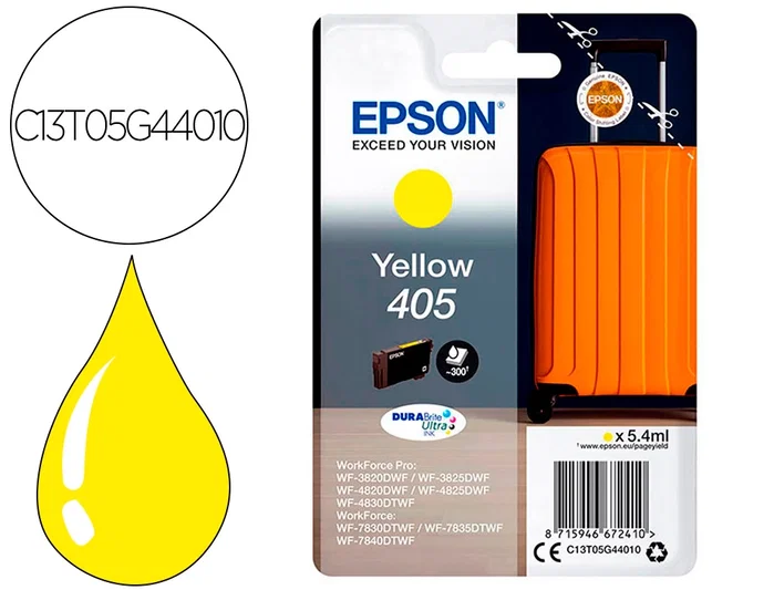 Epson Singlepack Yellow 405 DURABrite Ultra Ink Epson Singlepack Yellow 405 DURABrite Ultra Ink