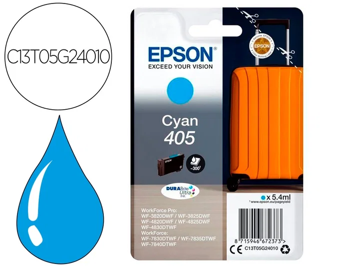 Epson Cartucho de Tinta Cian 405 DURABrite Ultra C13T05G24010 Epson Cartucho de Tinta Cian 405 DURABrite Ultra C13T05G24010