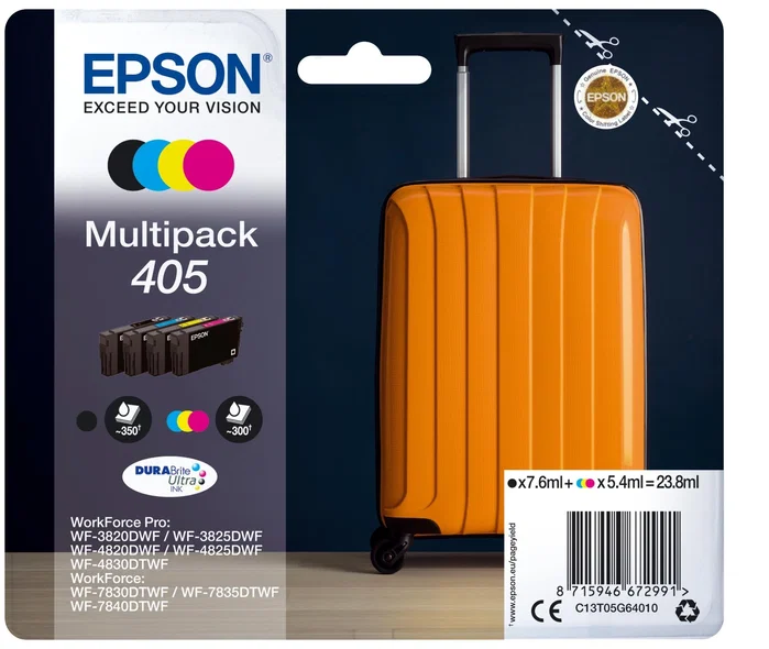 Epson Multipack 405 DURABrite Ultra (BK/C/M/Y) para WorkForce Pro y WorkForce Epson Multipack 405 DURABrite Ultra (BK/C/M/Y) para WorkForce Pro y WorkForce