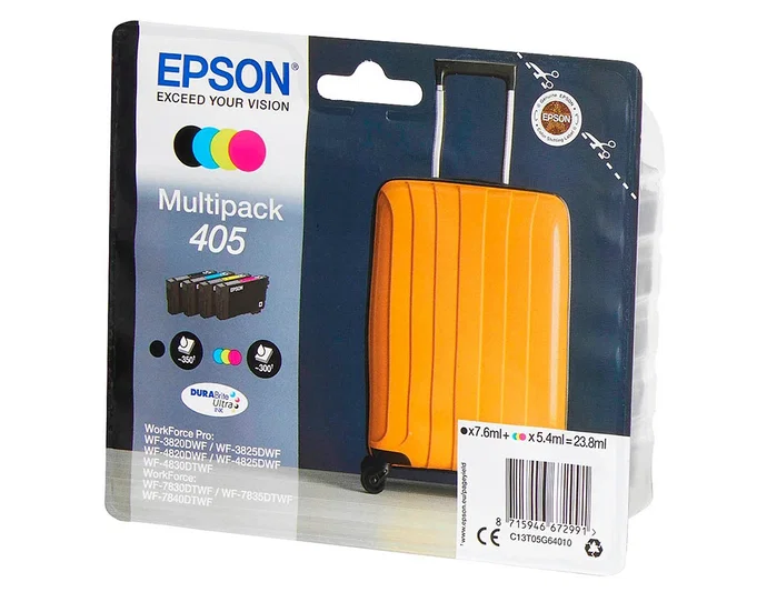 Epson Multipack 405 DURABrite Ultra (BK/C/M/Y) para WorkForce Pro y WorkForce Epson Multipack 405 DURABrite Ultra (BK/C/M/Y) para WorkForce Pro y WorkForce