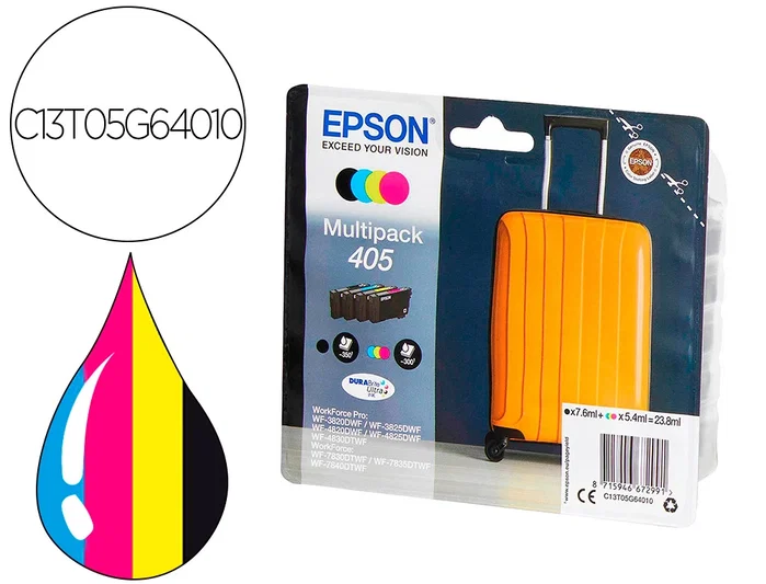 Epson Multipack 405 DURABrite Ultra (BK/C/M/Y) para WorkForce Pro y WorkForce Epson Multipack 405 DURABrite Ultra (BK/C/M/Y) para WorkForce Pro y WorkForce