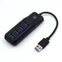 Ewent EW1138 Hub USB 3.0 (3.1 Gen 1) de 4 Puertos, Tipo A, Hasta 5 Gbps, Transferencia de Datos Rápida, Color Negro, para Ordenador y Portátil