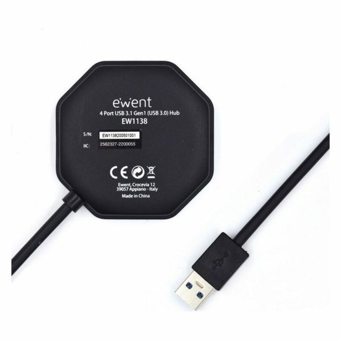 Ewent EW1138 Hub de 4 puertos USB 3.1 Gen1 Negro