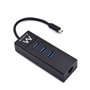 Ewent EW1141 Hub USB Tipo C con 3 Puertos USB 3.1 y Gigabit LAN Negro