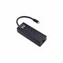 Ewent EW1141 Hub USB Tipo C con 3 Puertos USB 3.1 y Gigabit LAN Negro