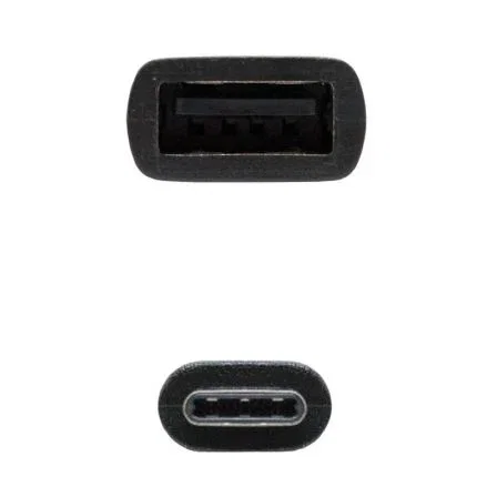 Nanocable 10.01.2400 Cable USB 2.0 Tipo-C Macho - USB Hembra, 480Mbps, 15cm, Negro