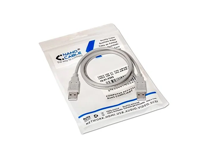 Nanocable Cable USB 2.0 A/M a A/M, 1m, Beige