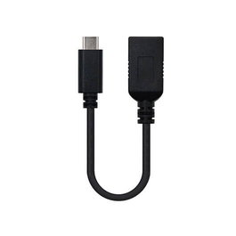 Nanocable 10.01.4201 Cable OTG USB-C Macho a USB-A Hembra 3.1 Gen 1 5Gbps 15cm Negro
