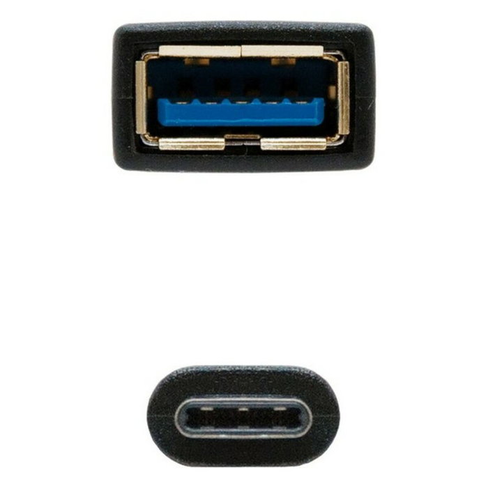 Nanocable Cable USB A hembra a USB C macho 15 cm Negro Nanocable Cable USB A hembra a USB C macho 15 cm Negro