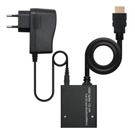 NANOCABLE HDMI DUPLICADOR V1.3 1X2 CON ALIM. Y PIGTAIL 50 CM, HDMI, 2x HDMI, HDMI, 2560 x 1600 Pixeles, Negro, 48 bit