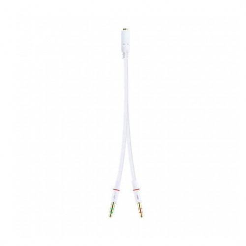 Nanocable Cable Adaptador Audio Jack 3,5 mm Hembra a 2x Jack 3,5 mm Macho, Blanco