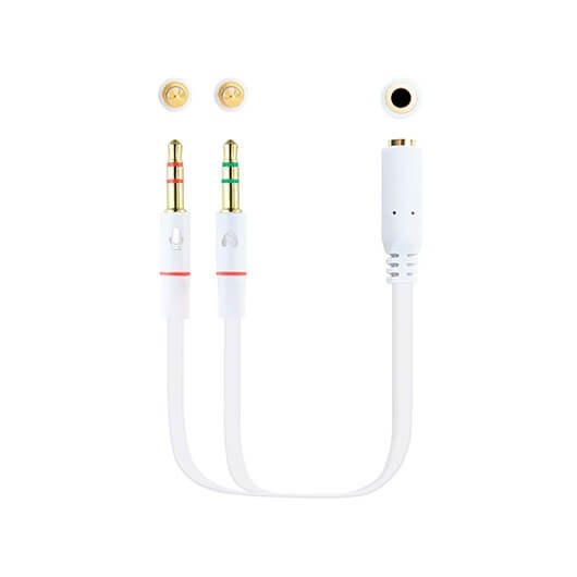 Nanocable Cable Adaptador Audio Jack 3,5 mm Hembra a 2x Jack 3,5 mm Macho, Blanco