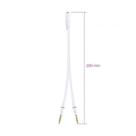 Nano Cable 10.24.1203 Cable Adaptador de Audio Jack 3.5 Hembra a 2x Jack 3.5 Macho 20cm Blanco