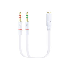 NANOCABLE Cable Adaptador Audio Jack 3.5/H de 4 Pines a 2 Jack 3.5/M de 3 Pines, Blanco, 20 Cm, 2 x 3.5mm, Macho, 3,5mm, Hembra, 0,2 m, Blanco