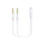 Nanocable Cable Adaptador Audio Jack 3,5 mm Hembra a 2x Jack 3,5 mm Macho, Blanco