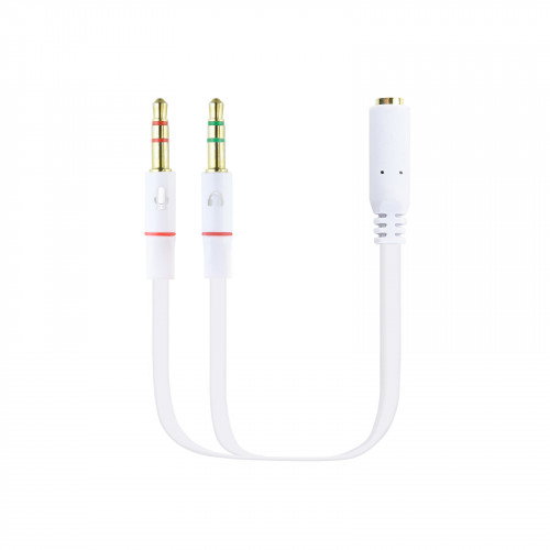 Nanocable Cable Adaptador Audio Jack 3,5 mm Hembra a 2x Jack 3,5 mm Macho, Blanco
