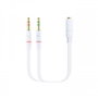Nanocable Cable Adaptador Audio Jack 3,5 mm Hembra a 2x Jack 3,5 mm Macho, Blanco