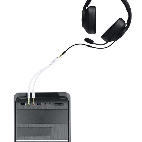 Nanocable Cable Adaptador Audio Jack 3,5 mm Hembra a 2x Jack 3,5 mm Macho, Blanco