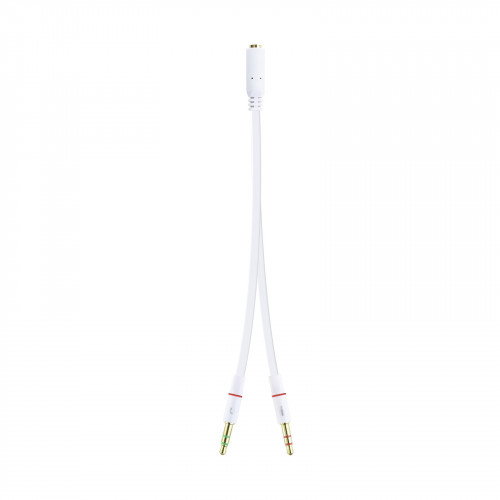 Nanocable Cable Adaptador Audio Jack 3,5 mm Hembra a 2x Jack 3,5 mm Macho, Blanco