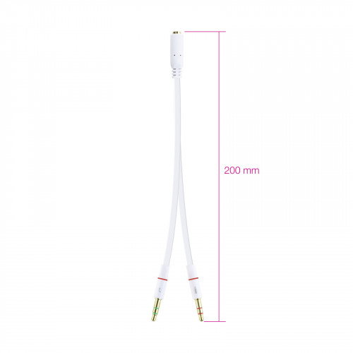 Nanocable Cable Adaptador Audio Jack 3,5 mm Hembra a 2x Jack 3,5 mm Macho, Blanco