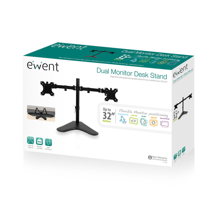 EWENT Soporte de Mesa para 2 Monitores EW1536 hasta 32 pulgadas