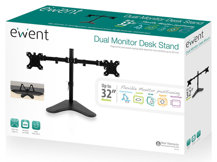 Ewent EW1536 Soporte de Escritorio para 2 Monitores hasta 32 pulgadas