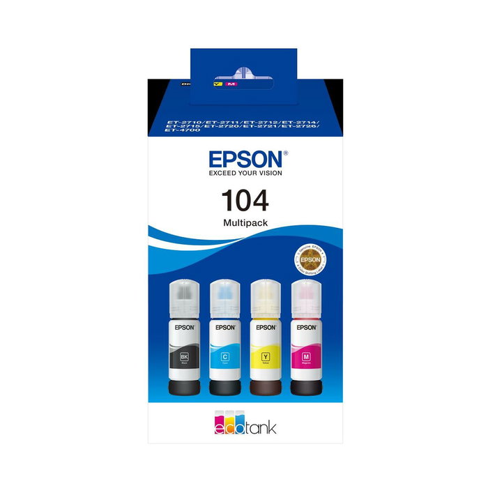 Epson Multipack de Tinta EcoTank 104 (C13T00P640) - Negro, Cian, Magenta, Amarillo Epson Multipack de Tinta EcoTank 104 (C13T00P640) - Negro, Cian, Magenta, Amarillo