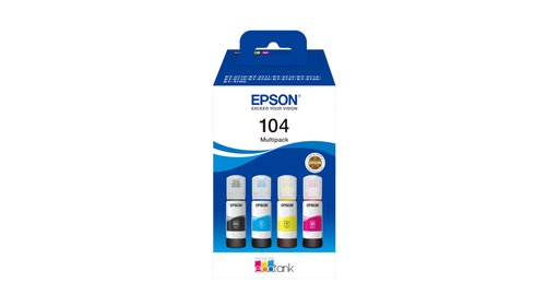 Epson Multipack de Tinta EcoTank 104 (C13T00P640) - Negro, Cian, Magenta, Amarillo Epson Multipack de Tinta EcoTank 104 (C13T00P640) - Negro, Cian, Magenta, Amarillo