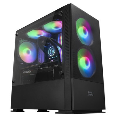 Mars Gaming Caja Ordenador MCZ Premium M-ATX 2X FRGB Negra con Ventana Lateral Completa y Sistema de Gestión de Cableado