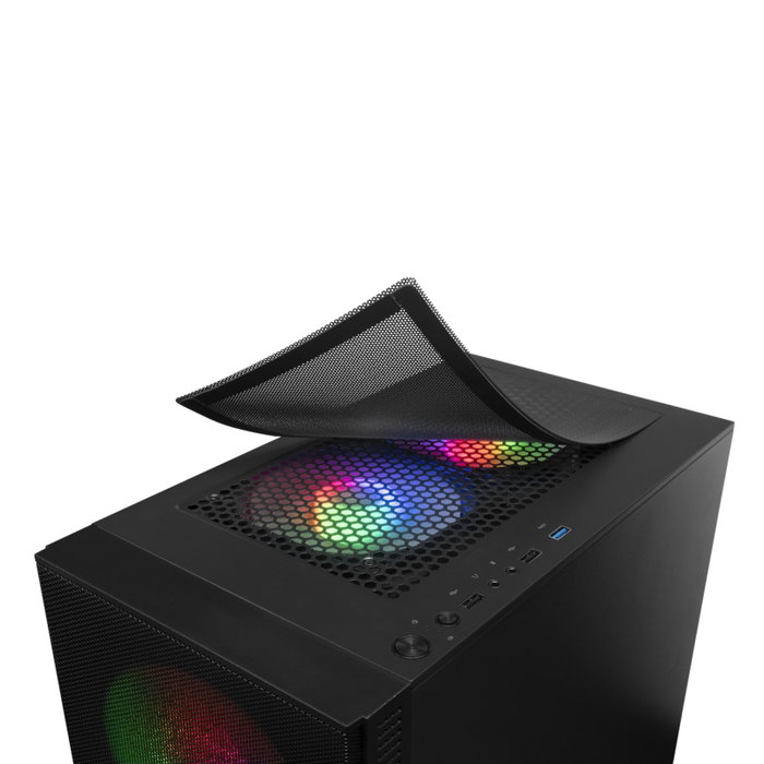 Mars Gaming Caja Ordenador MCZ Premium M-ATX 2X FRGB Negra con Ventana Lateral Completa y Sistema de Gestión de Cableado